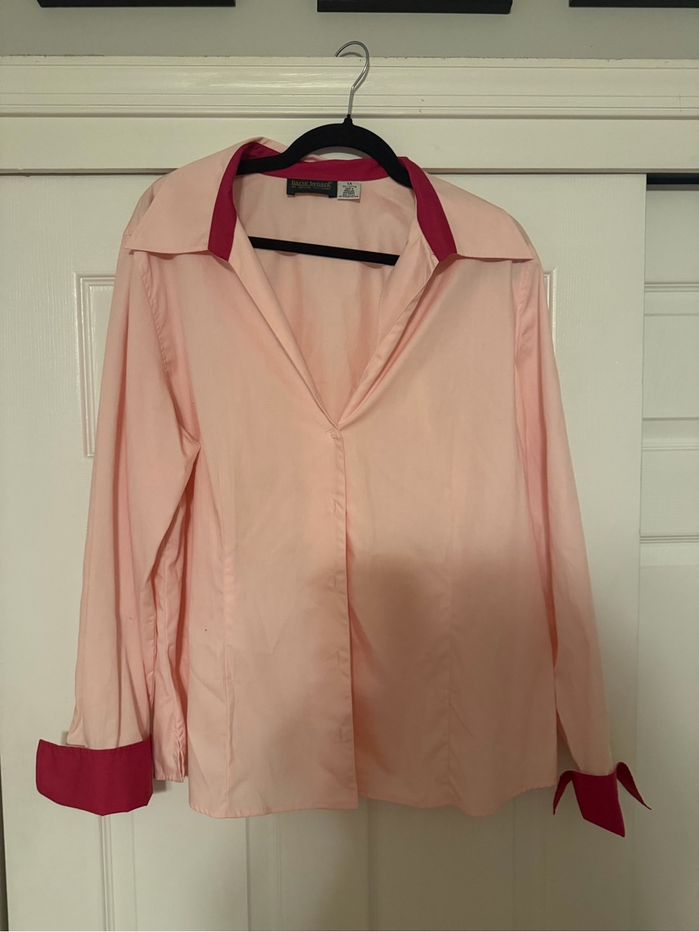 Vintage Harve Benard Light Pink Blouse with Dark Pink Collar & Cuffs